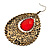 Large Textured Jeweled Hoop Drop Earrings (Burn Gold) - 7.5cm Drop - view 4