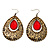 Large Textured Jeweled Hoop Drop Earrings (Burn Gold) - 7.5cm Drop - view 2