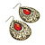 Large Textured Jeweled Hoop Drop Earrings (Burn Gold) - 7.5cm Drop - view 8