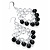 Black Bead Chandelier Earrings (Silver Tone) - 7.5cm Drop - view 1