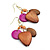 Boho Wood Drop Earrings (Gold Tone) - 7cm Drop