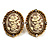 Antique Gold Floral Cameo Clip-On Earrings