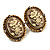 Antique Gold Floral Cameo Clip-On Earrings - view 2