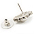 Snow-White Crystal Faux Pearl Stud Earrings (Silver Tone) -2cm Diameter - view 5