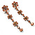 Long Statement Floral Dangle Earrings (Silver&Peach) -7cm Drop - view 7