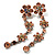 Long Statement Floral Dangle Earrings (Silver&Peach) -7cm Drop - view 2