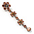 Long Statement Floral Dangle Earrings (Silver&Peach) -7cm Drop - view 8