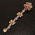 Long Statement Floral Dangle Earrings (Silver&Peach) -7cm Drop - view 10