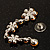 Long Statement Floral Dangle Earrings (Silver&Peach) -7cm Drop - view 6