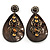Vintage Teardrop Shell Amber Coloured  Resin Bead Drop Earrings (Bronze Tone)
