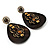 Vintage Teardrop Shell Amber Coloured  Resin Bead Drop Earrings (Bronze Tone) - view 5