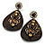 Vintage Teardrop Shell Amber Coloured  Resin Bead Drop Earrings (Bronze Tone) - view 6