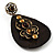 Vintage Teardrop Shell Amber Coloured  Resin Bead Drop Earrings (Bronze Tone) - view 3