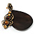 Vintage Teardrop Shell Amber Coloured  Resin Bead Drop Earrings (Bronze Tone) - view 4