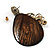 Vintage Teardrop Shell Amber Coloured  Resin Bead Drop Earrings (Bronze Tone) - view 2
