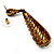 Antique Gold Swarovski Crystal Teardrop Earrings - 7.5cm Drop - view 8