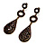 Antique Gold Purple Swarovski Crystal Teardrop Earrings - 8cm Drop - view 10