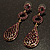 Antique Gold Purple Swarovski Crystal Teardrop Earrings - 8cm Drop - view 3