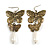 Bronze Tone Butterfly Drop Earrings - 8cm Length