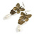 Bronze Tone Butterfly Drop Earrings - 8cm Length - view 2
