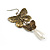 Bronze Tone Butterfly Drop Earrings - 8cm Length - view 3