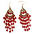 Long Red Acrylic Chandelier Earring (Antique Gold Finish) -10.5cm Drop