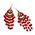 Long Red Acrylic Chandelier Earring (Antique Gold Finish) -10.5cm Drop - view 7