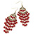 Long Red Acrylic Chandelier Earring (Antique Gold Finish) -10.5cm Drop - view 2