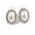 White Crystal Faux Pearl Stud Earrings (Silver Tone) - 1.5cm Diameter - view 2
