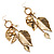 Gold Long 'Leaf' Drop Earrings -11cm Length