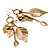 Gold Long 'Leaf' Drop Earrings -11cm Length - view 2