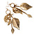 Gold Long 'Leaf' Drop Earrings -11cm Length - view 3