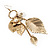 Gold Long 'Leaf' Drop Earrings -11cm Length - view 4
