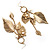 Gold Long 'Leaf' Drop Earrings -11cm Length - view 8
