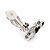 Oval Black Enamel Diamante Clip On Earrings In Silver Tone Metal - 15mm Length - view 4