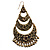 Long Bronze Tone Floral Chandelier Earrings - 10cm Drop - view 3