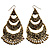 Long Bronze Tone Floral Chandelier Earrings - 10cm Drop