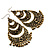 Long Bronze Tone Floral Chandelier Earrings - 10cm Drop - view 4
