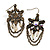 Bronze Tone Floral Chain Drop Earrings - 6.5cm Length - view 6