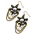 Bronze Tone Floral Chain Drop Earrings - 6.5cm Length - view 7