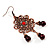 Bronze Filigree Bead Drop Earrings - 7.5cm Length - view 3
