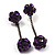Gun Metal Purple Diamante Drop Earrings - 6.5cm Length - view 7