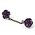 Gun Metal Purple Diamante Drop Earrings - 6.5cm Length - view 8