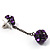 Gun Metal Purple Diamante Drop Earrings - 6.5cm Length - view 3