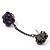 Gun Metal Purple Diamante Drop Earrings - 6.5cm Length - view 5