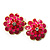 Bright Pink Enamel Floral Clip On Earrings -3.5cm Diameter - view 4