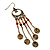 Boho Bronze Coin Multicoloured Bead Dangle Earrings - 10cm Length - view 2