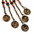Boho Bronze Coin Multicoloured Bead Dangle Earrings - 10cm Length - view 3