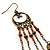 Boho Bronze Coin Multicoloured Bead Dangle Earrings - 10cm Length - view 5