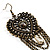 Long Vintage Bead Chain Chandelier Earrings (Bronze Tone) - 9cm Drop - view 3